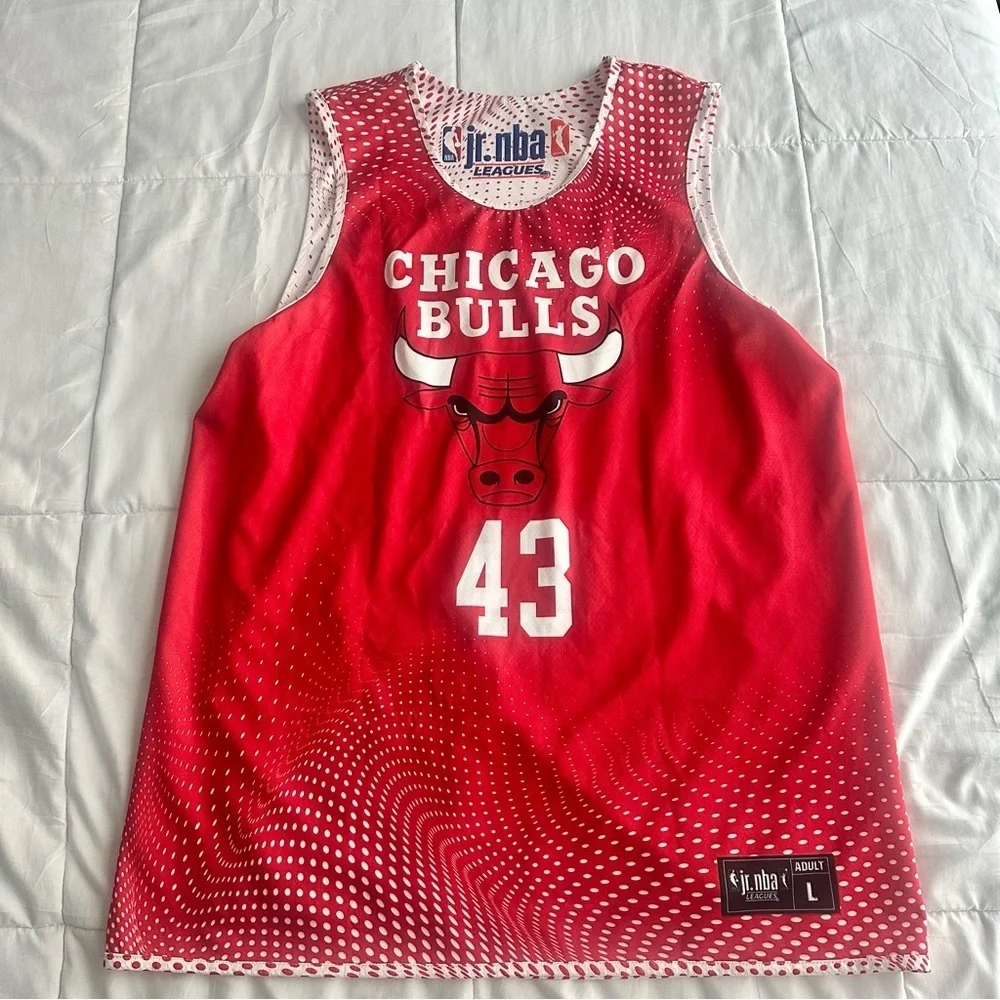 New! Chicago Bulls Jr Nba League Jersey #43 Adult Large Reversible Official - Picture 8 of 10